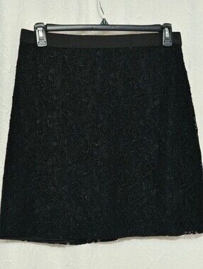 Black Lace Overlay Skirt George Size 12 Elastic Waist Back Zip